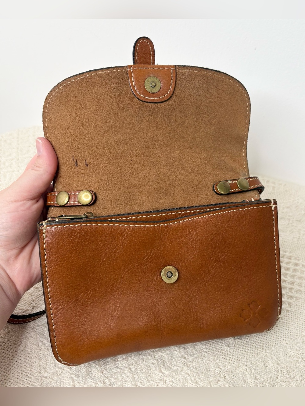 Patricia Nash Torri Crossbody Heritage Tan Leather Convertible Clutch Wallet - Picture 5 of 9